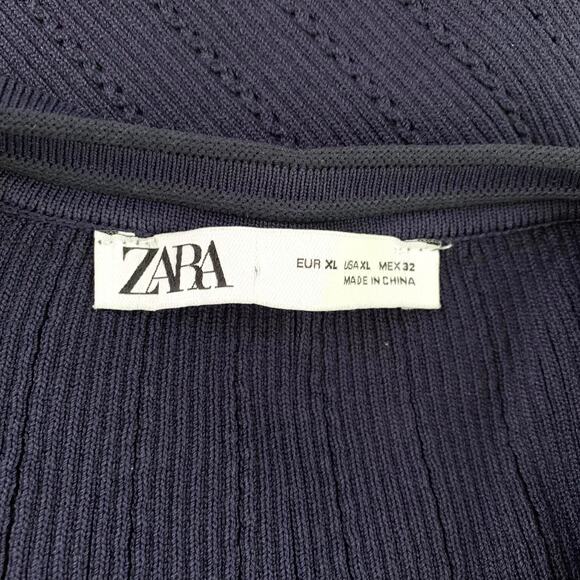 EUC Zara Knit Mini Dress with Gold Buttons in Navy Blue Women's XL - Picture 7 of 11